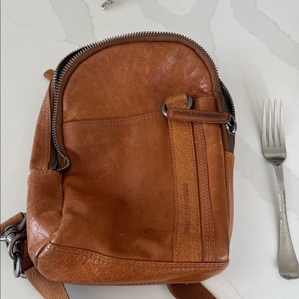 Spikes and Sparrow  Tan Leather Backpack